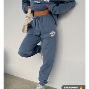 White Fox Boutique Blue Track Pants